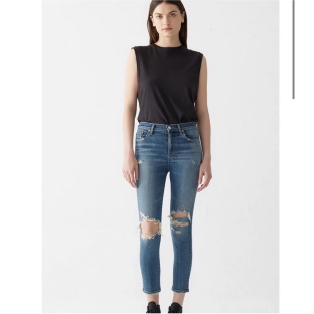 AGOLDE Sophie High Rise Skinny leg Crop Distressed Ripped Jeans size 27 - Picture 7 of 7